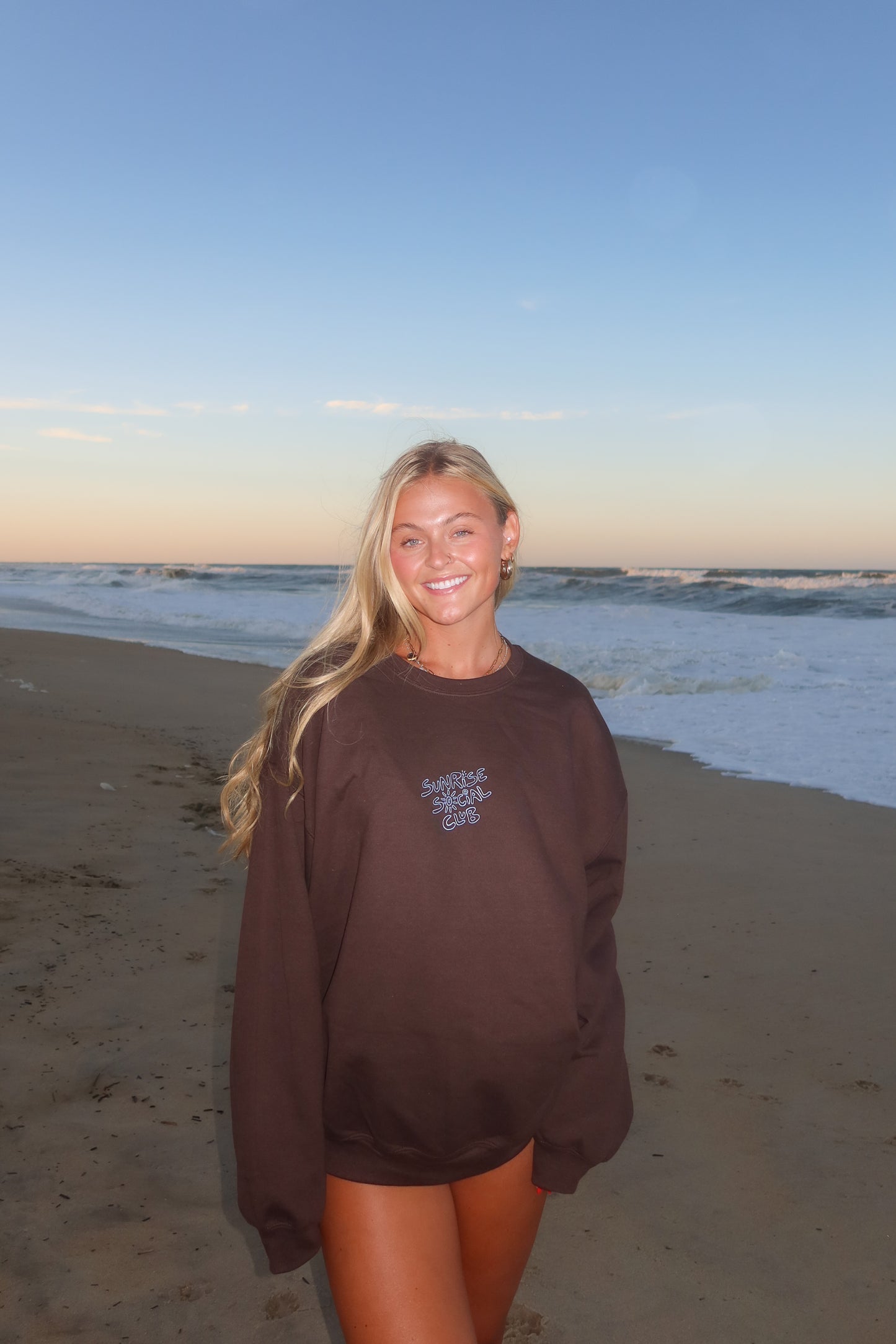 Brown + Blue Sunkissed Crewneck