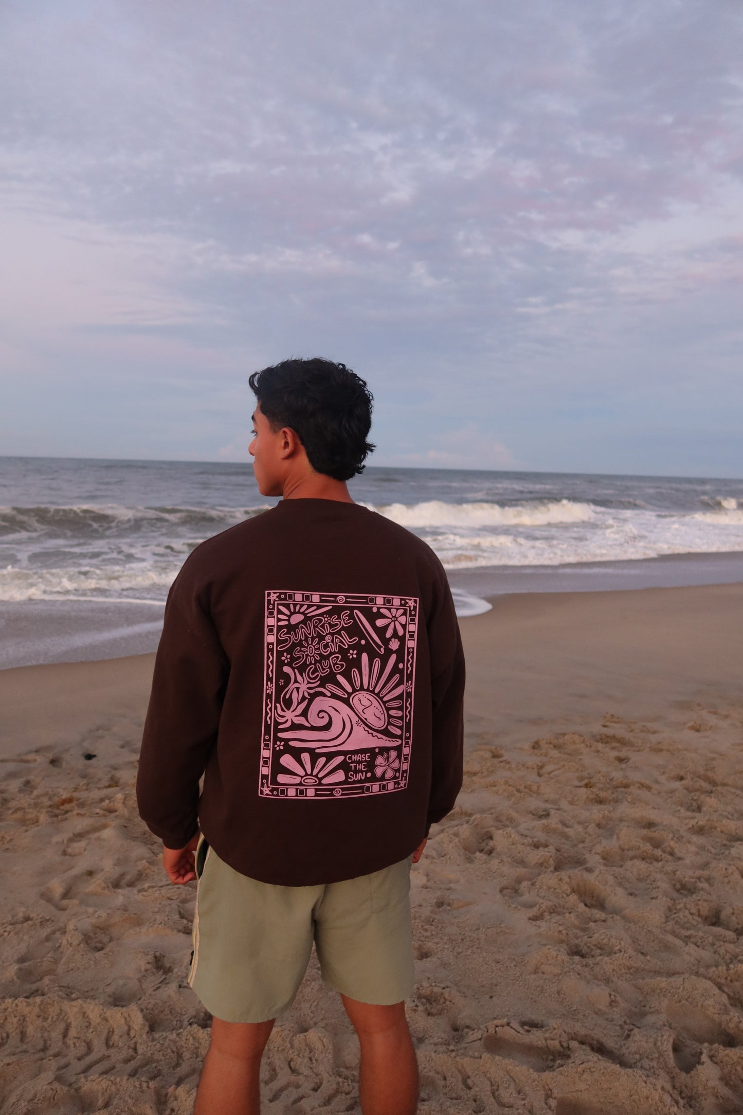 Brown + Light Pink Chase The Sun Crewneck