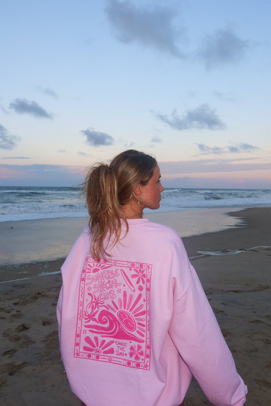 Light + Dark Pink Chase The Sun Crewneck