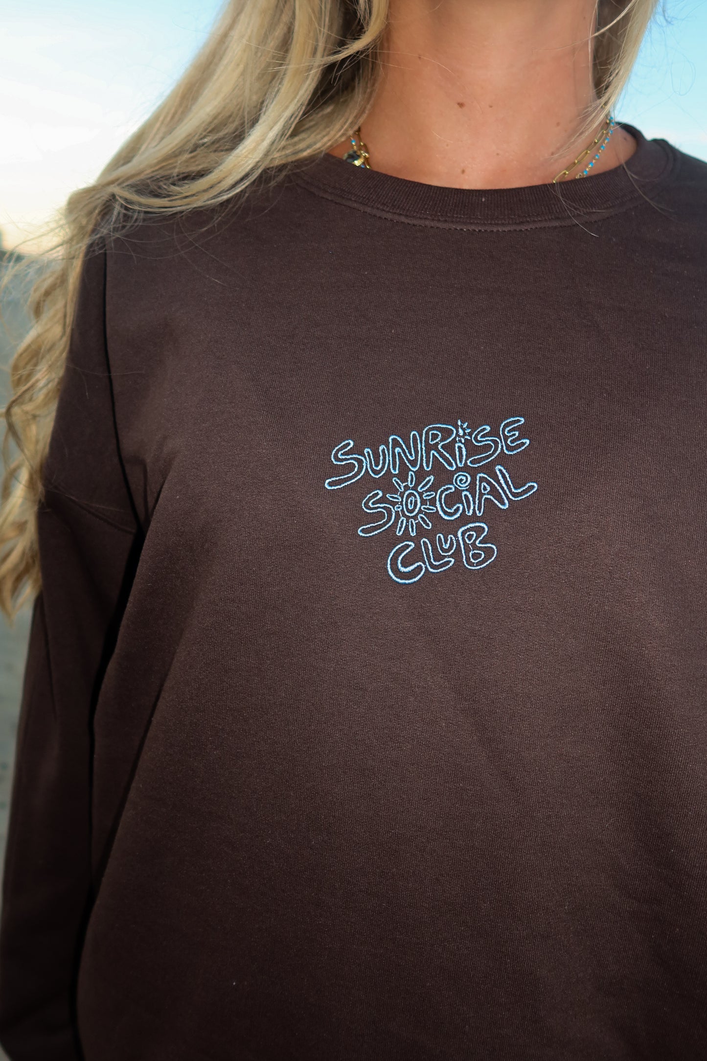 Brown + Blue Sunkissed Crewneck