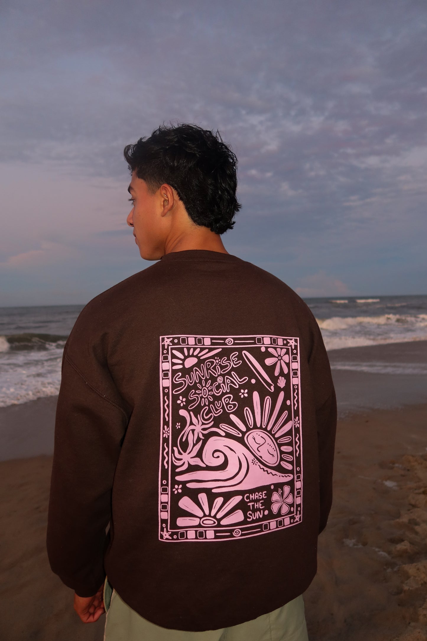 Brown + Light Pink Chase The Sun Crewneck