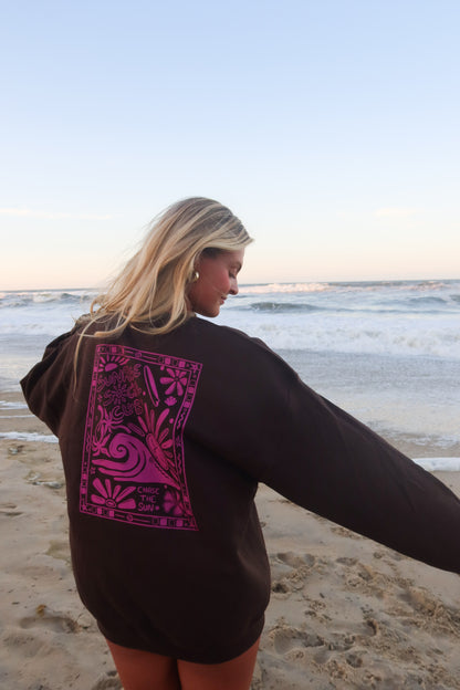 Brown + Hot Pink Chase The Sun Crewneck
