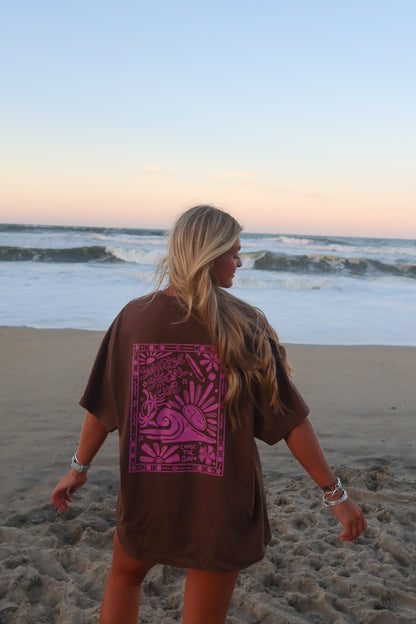 Brown + Pink Chase The Sun Oversized Shirt
