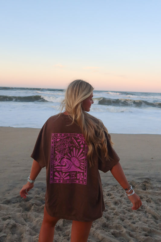 Brown + Pink Chase The Sun Oversized Shirt