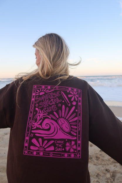 Brown + Hot Pink Chase The Sun Crewneck