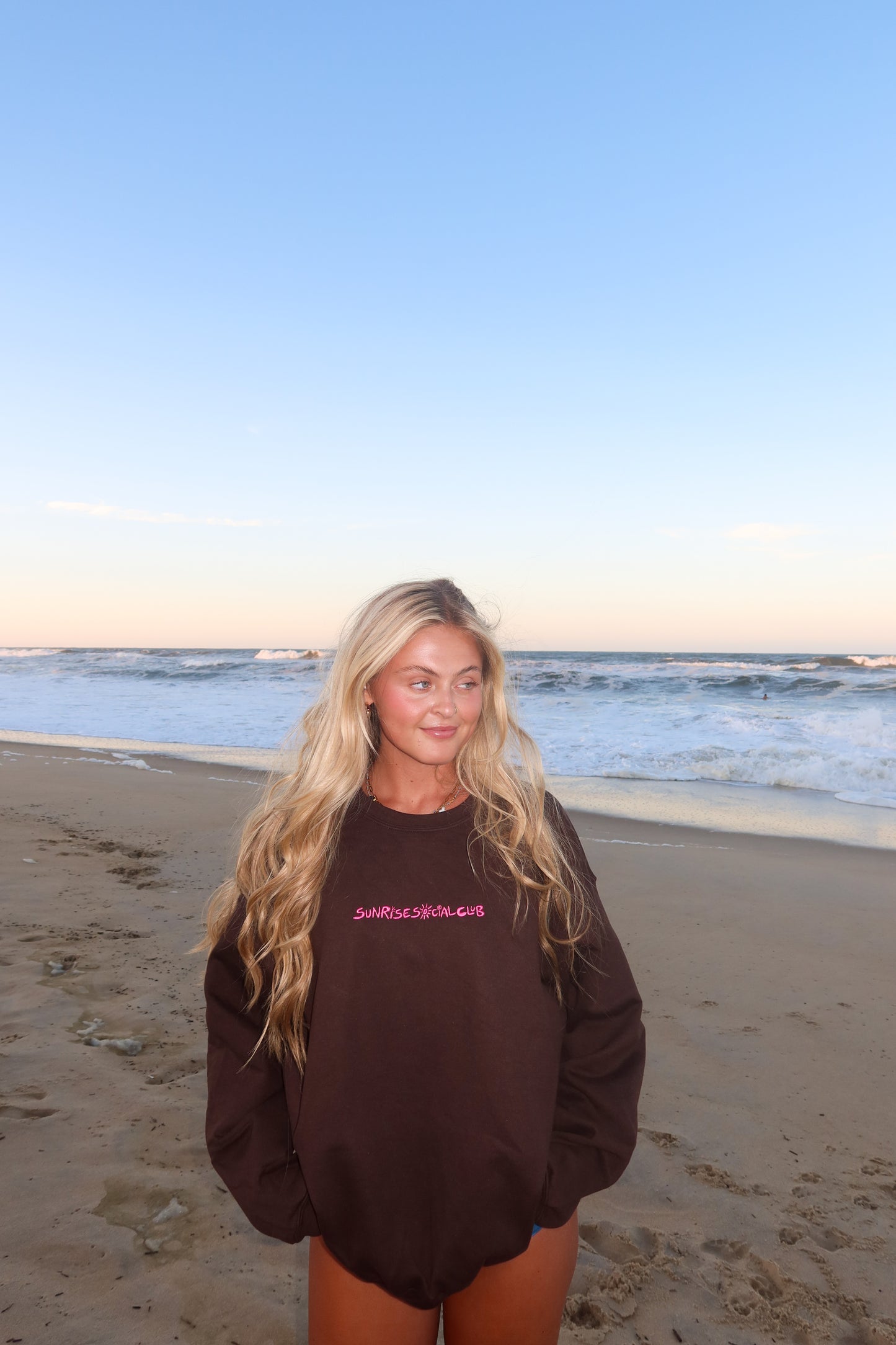 Brown + Hot Pink Chase The Sun Crewneck